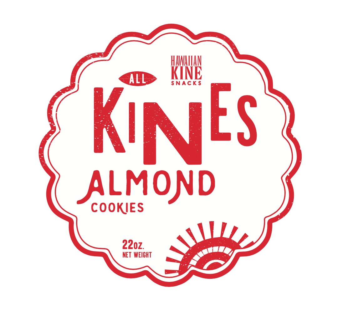 Hawaiian Kine Snacks Almond Cookies logo design, Oahu Hawaii