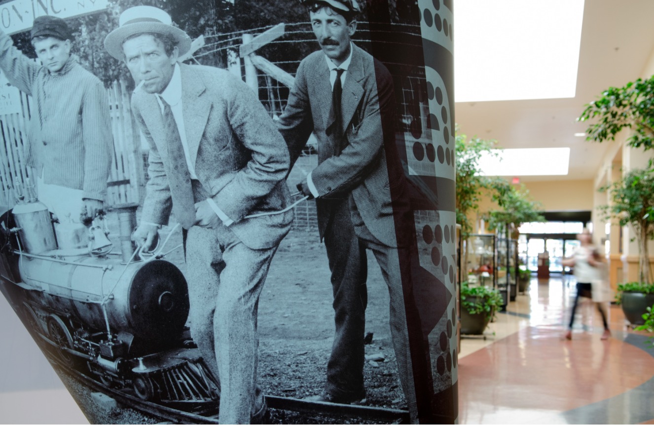 Wharton Brothers IMPP timeline exhibit at Tompkins County Public Library