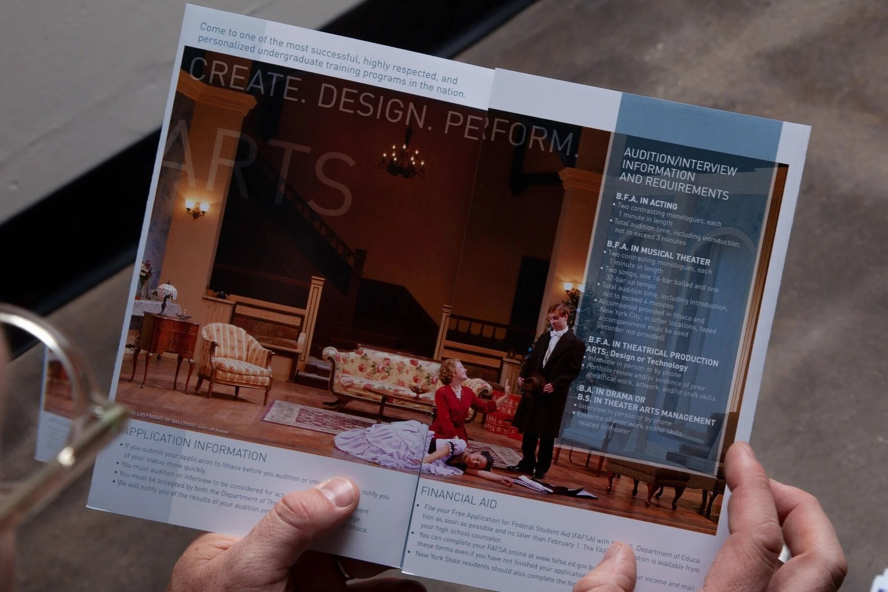 Ithaca College Theatre Arts department brochure design