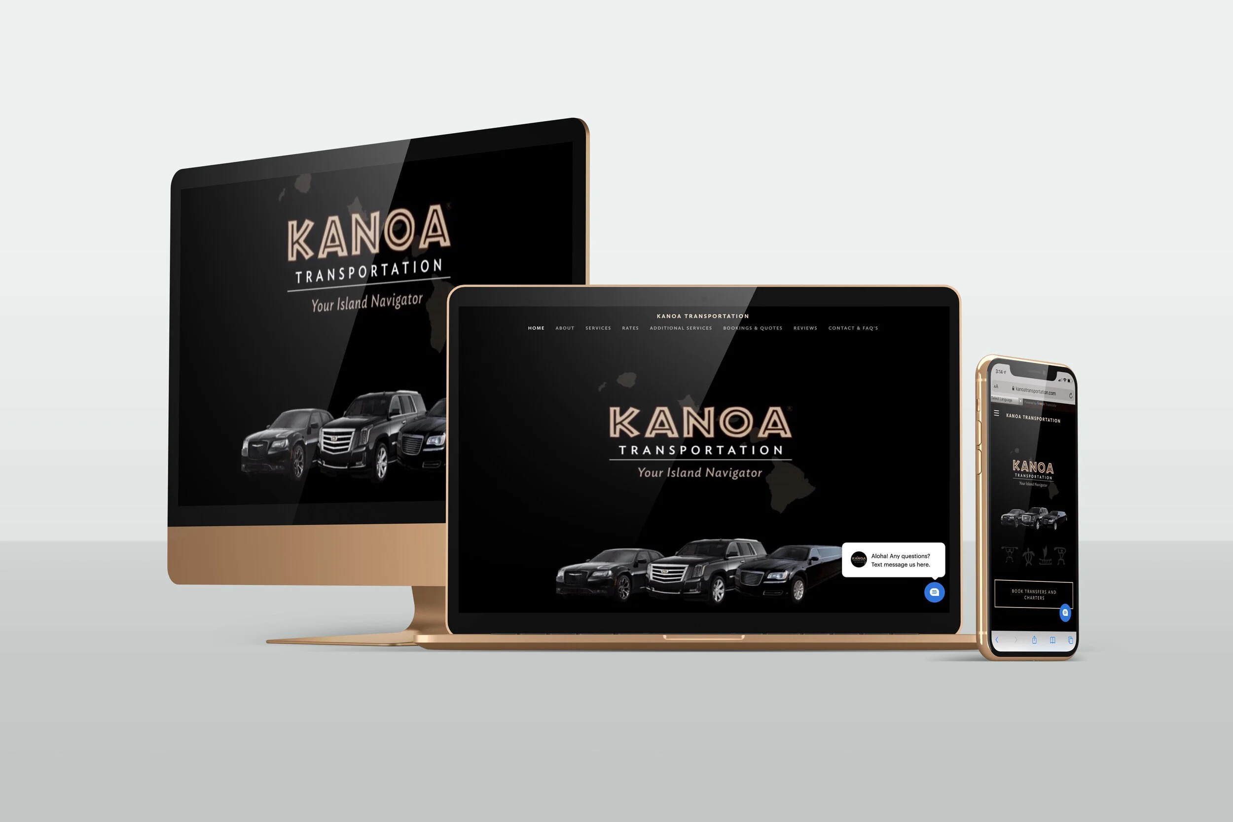 Kanoa Transportation responsive website design, Oahu Hawaii